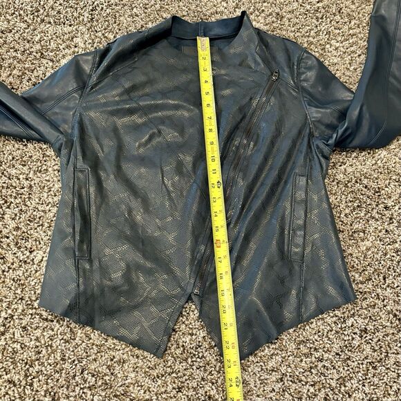 Blank NYC Jacket Large Dark Blue Faux Leather Zip Front Pockets - Picture 10 of 15